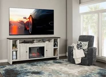 Legends Furniture WF5203.JWY Charlotte 84 inch Fireplace Console, White (VERY MINOR SCRATCH LEFT SIDE - SEE PHOTOS.)