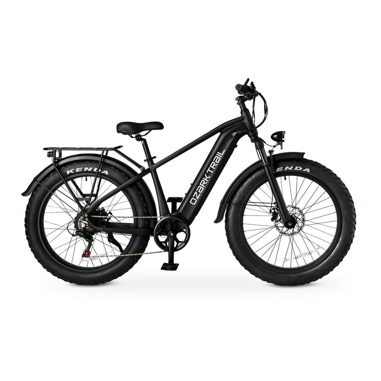 Ozark Trail 4.3 stars out of 129 reviews (4.3)| 129 26" Ozark Trail M.3 Ranger+ Electric Fat Tire Bike, 48V, Class 2, Black, Fits Riders 5'2" - 6'1", Adult (TESTED - WORKING CONDITION. INCLUDES KEY.)