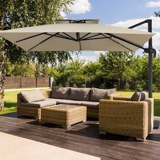 SunVilla 12 ft. Square 3-Tier Cantilever Umbrella Item  1768237 Includes Weighted Bases.