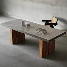 Living Spaces Titan Wood Pedestal + Grey Faux Concrete 82" Dining Table (PRE-ASSEMBLED, SEE PHOTOS.)