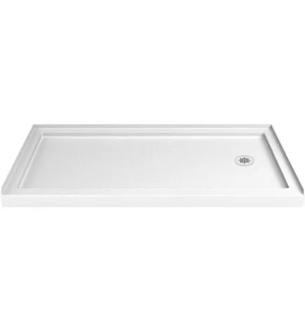 DreamStone 42 in. L x 60 in. W Alcove Shower Pan Base with Right Hand Drain in White