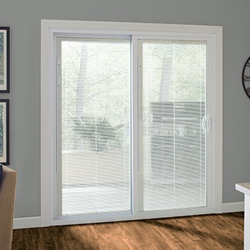 American Craftsman by Plygem 72 in. x 80 in. 50 Series White Vinyl Left-Hand Sliding Patio Door with Built-in Blinds 