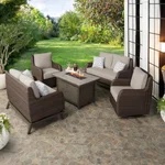 Agio Oakland 5-piece Fire Outdoor Patio Seating Set (SET INCLUDES 2 LOVESEATS & FIRE TABLE. DOES NOT INCLUDE PATIO CHAIRS. )