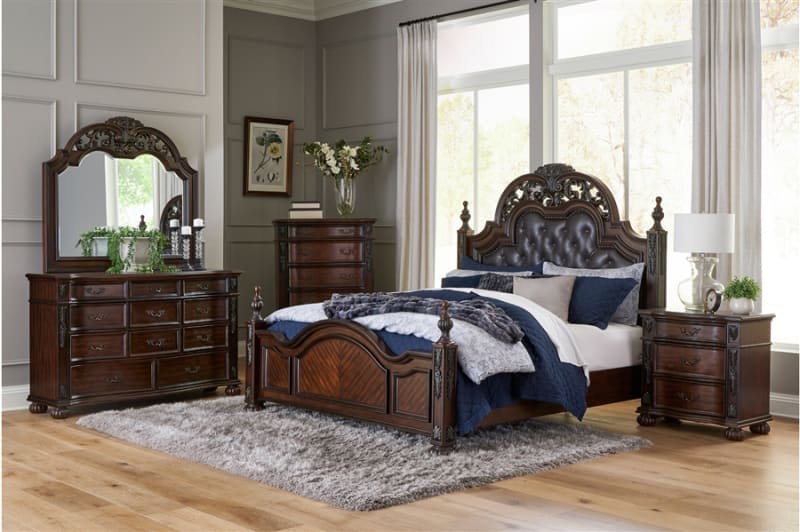 FEATURED: Bedroom Set in Cherry Finish by Home Elegance - HEL-1468-1-4 (ROW 10)