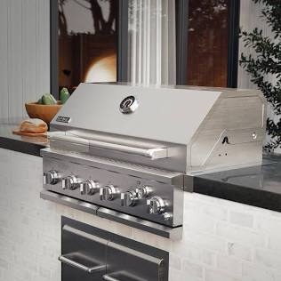 Spire Premium 6 Burner Built In Gas Grill Island Head, Stainless Steel 36 Inch Propane Grill with Rear Burner, 73,000 BTUs, 904 SQ In Racks with Dual Fuel Compatibility - 740-0781P