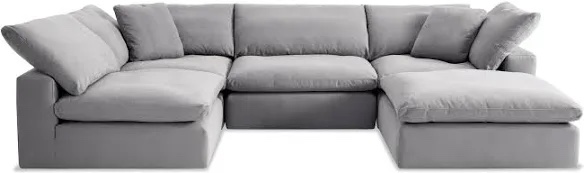 Dream Gray 131'' 5 Piece Modular Sectional with 2 Armless Chairs, 2 Corners, 1 Ottoman D94260 