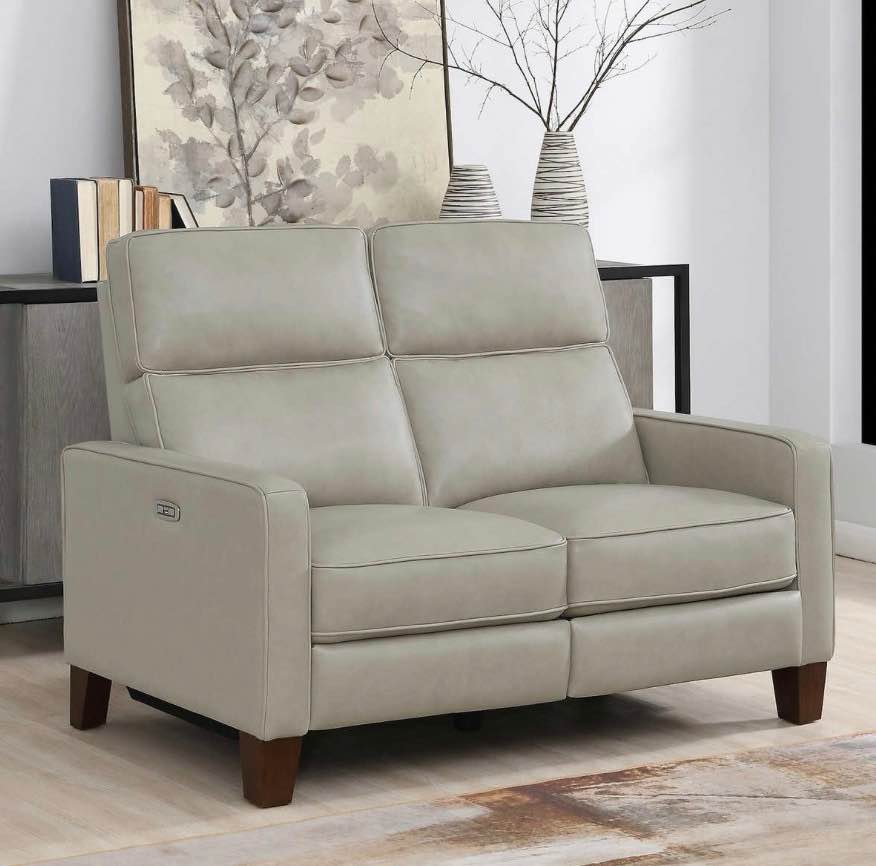 Jackston Leather Power Reclining Loveseat with Power Headrest, White (POWERS ON WORKING CONDITION.)
