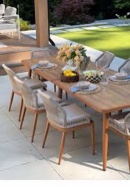PURPLE LEAF Aluminum Wicker Dining Table Patio Outdoor Dining Table Teak Patio Furniture, Brown