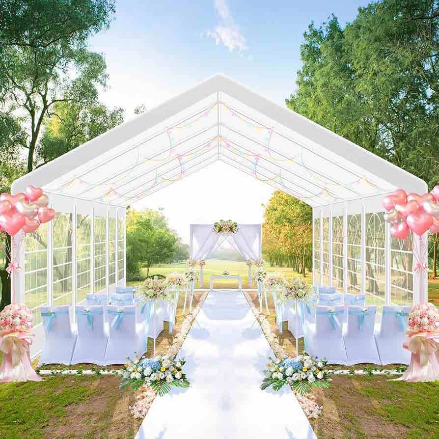 Cobizi COBIZI 20x40 Party Tent Heavy Duty, 20x40 Tent with 8 Removable Sidewalls & 4 Built-in Sandbags, Commercial Wedding Party Canopy, UV 50+, Waterproof, White SPC000168 Tent 20 x 40