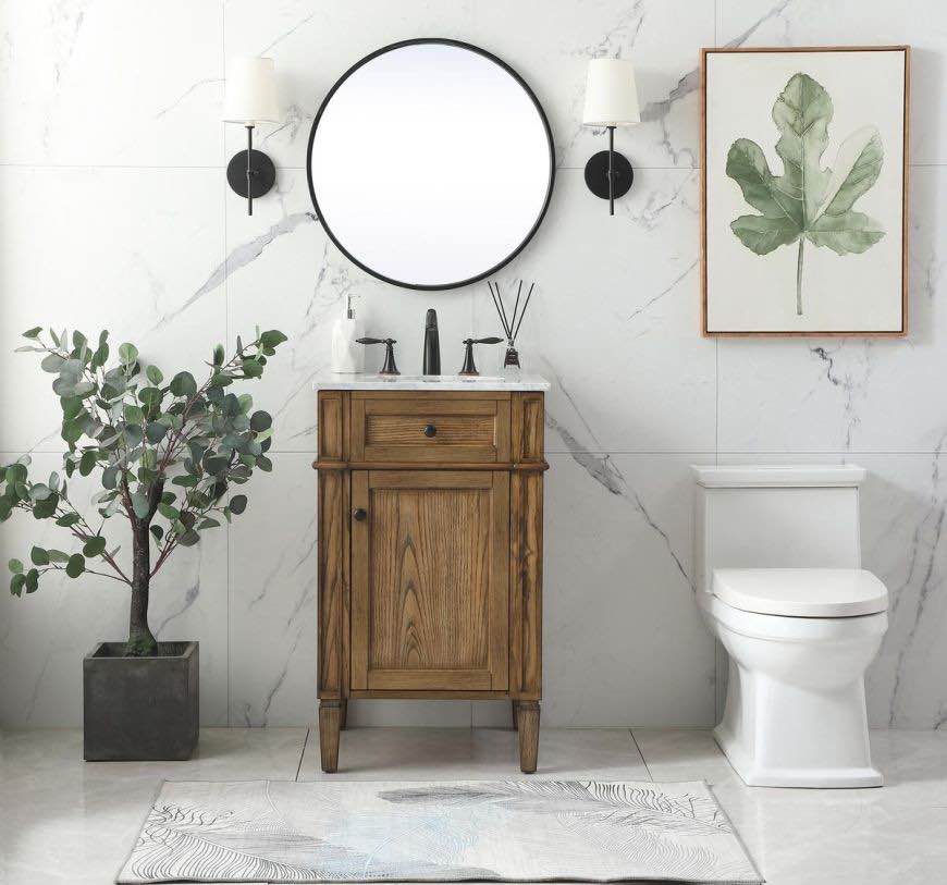 Elegant 21 In. Single Bathroom Vanity in Driftwood VF12521DW Driftwood Vanity Cabinet 18” x 19” x 35” 