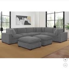 Thomasville Lowell 8-piece Modular 2 Ottomans Sectional - Dark Gray  (1 Small Tear left arm inseam, See Photos.)