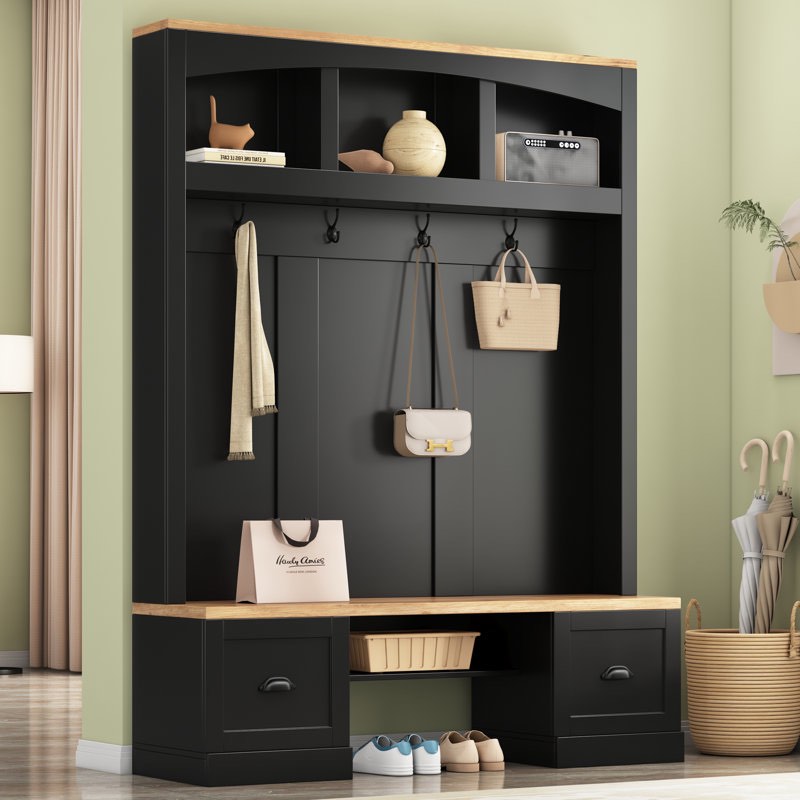 Hall Tree 55.1'' Wide With Bench And Shoe Storage