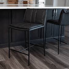 Maven Lane Gerard Stool with Vegan Leather Upholstery