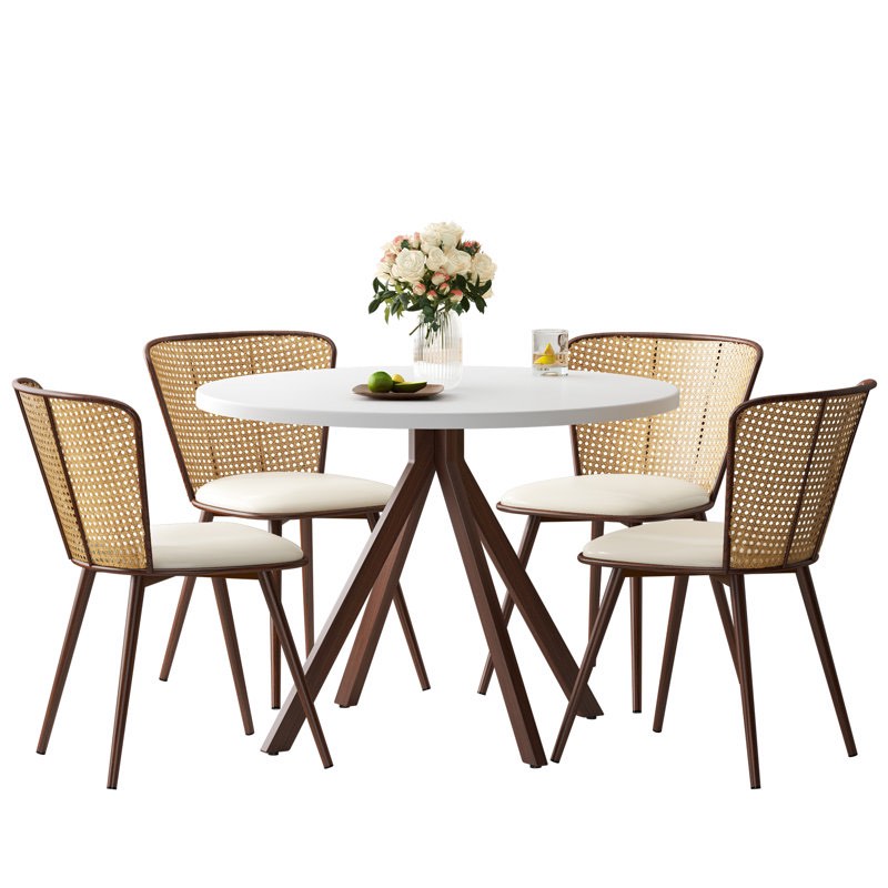 Anuhea Faux Leather Rattan Side Chair (Set of 2)