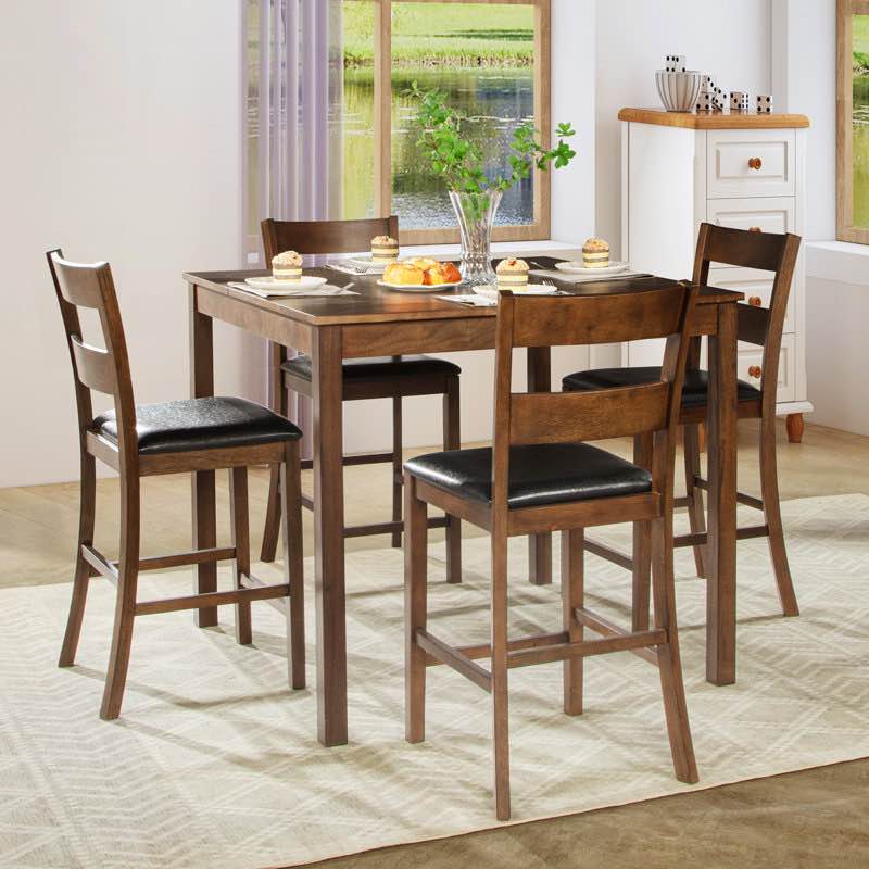 Deral 5-piece Elm Mid Century Modern Solid Wood Dining Table Set