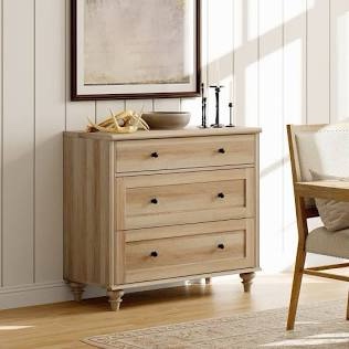 scarlett nightstand for bedroom with 3 drawers, mid century modern wooden closet storage organizer