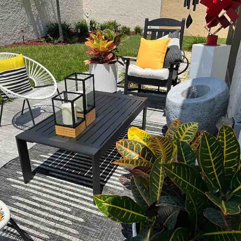 alturas standalone product aluminum outdoor patio coffee table modern rectangle end table- black 