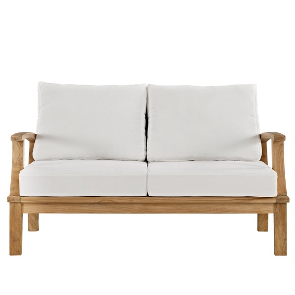 Perla 58941.00RCRM Teak Finish+Cream Cushion 2-PC Loveseat
