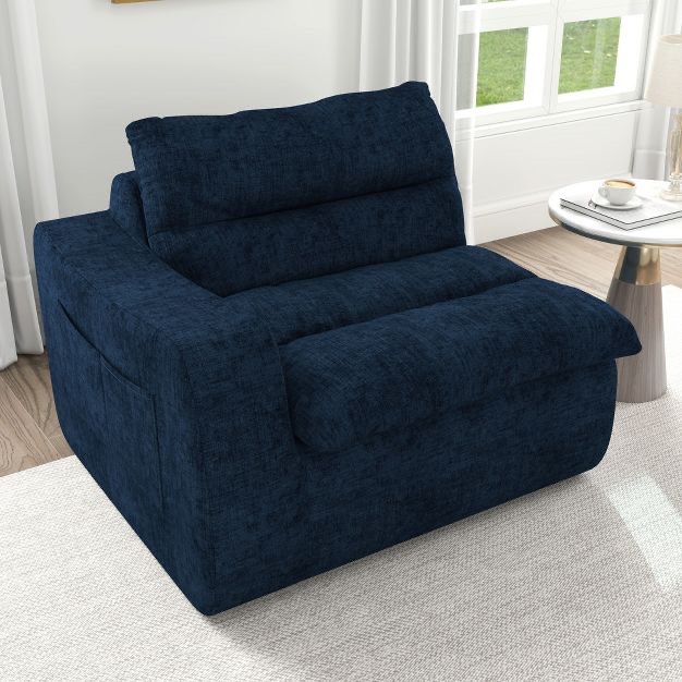 Lazy floor sofa, modern floor lounge chair with left arm, comfortable beanbag sofa, suitable for living room bedroom office