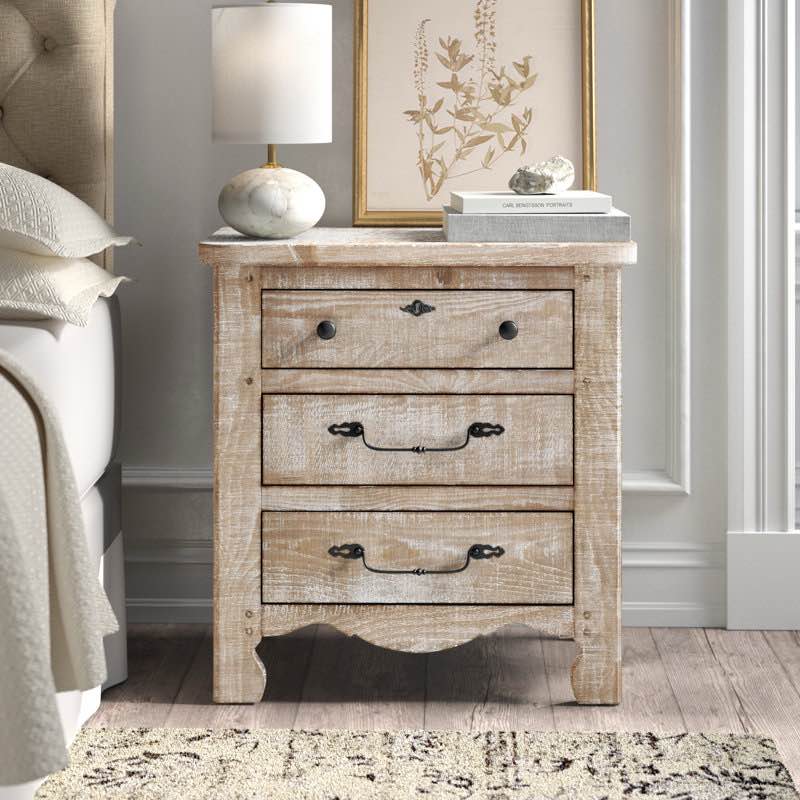  Thorin 3-Drawer Nightstand By Laurel Foundry Modern Farmhouse (NO DAMAGE, TOP NEEDS GLUED ON.)