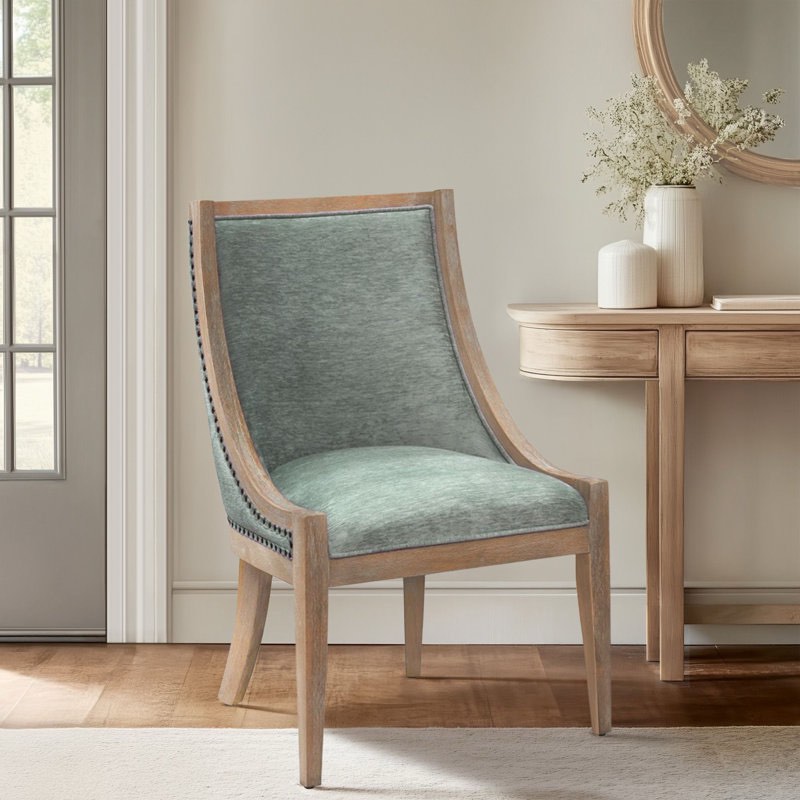 (4) Martha Stewart Elmcrest Wood Upholstered  Dining Chair with Nailhead Trim (BID IS PER ITEM, LOT IS FOR 4 CHAIRS TOTAL.)