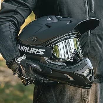 Adult ATV Dirt Bike Helmet with Goggles Gloves & Mask Adjustable Sun Visor Motorcycle Adult Helmet Off-Road Motocross Downhill Moped MX for Unisex-Adult-Gray, XL