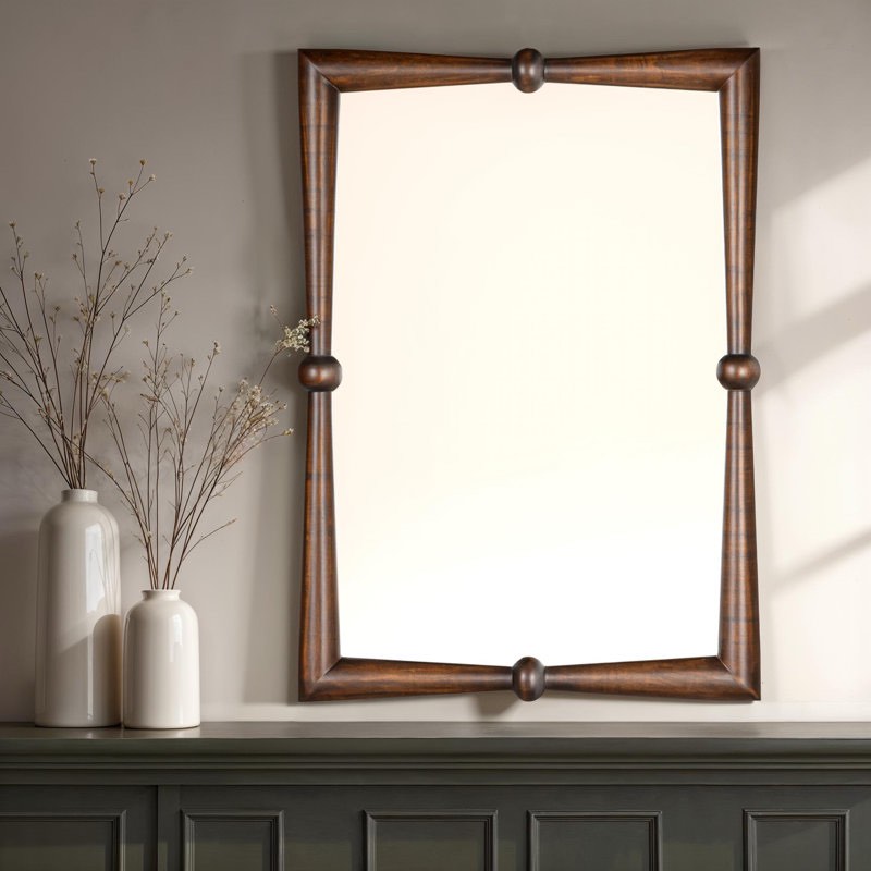 Eli Modern Walnut Finish Mango Wood Wall Mirror