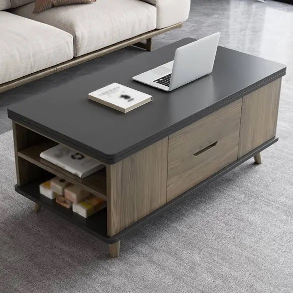 Multifunctional Center Table,Modern Lift Top Coffee Table With 4 Storage Stools,Extendable Coffee Table