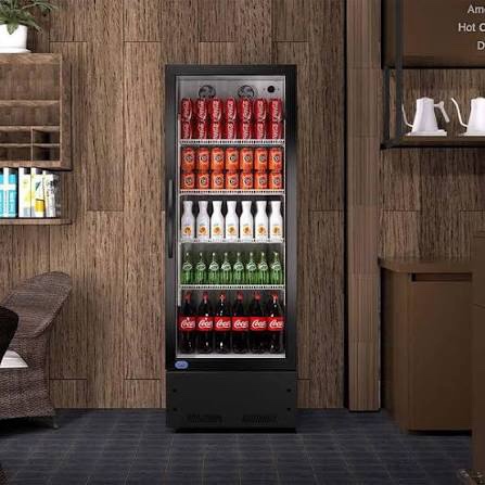 AAOBOSI Commercial Merchandiser Refrigerator,17.09Cu.Ft Glass Door Display Refrigerator,Upright Beverage Cooler Fridge with Soft LED Light, Customizable Lightbox,Universal Casters,Adjustable Shelves 