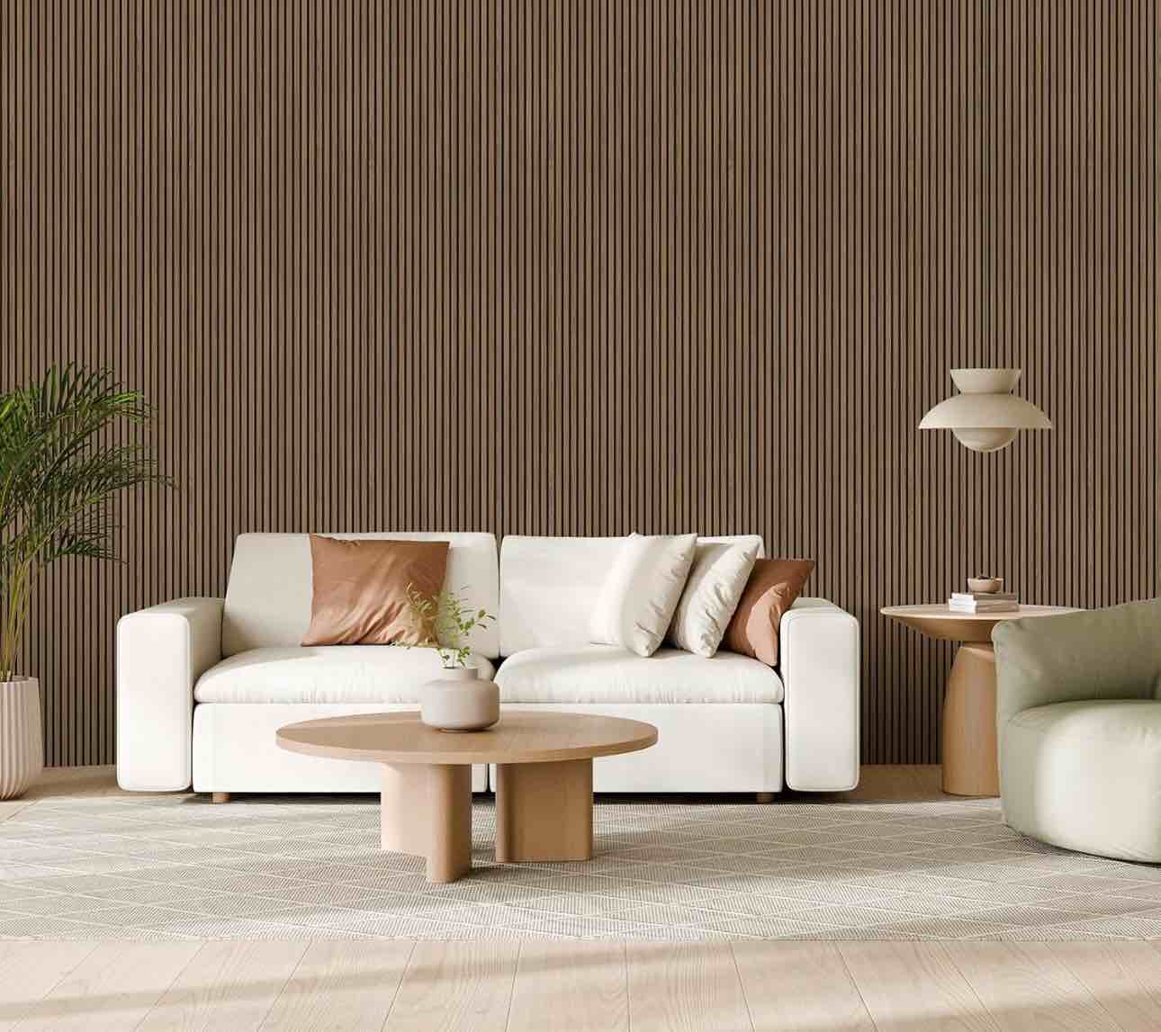 (10) 4-Pack Wood Slat Wall Panel - Velvet-Covered Wood Panels for Wall, Acoustic Panels for Interior Decor, Decorative Slat Paneling for Home, Office, Studio (Warm Greige) (BID IS PER 4-Pack, LOT IS FOR 10 4-Packs TOTAL OF 10 BOXES.)
