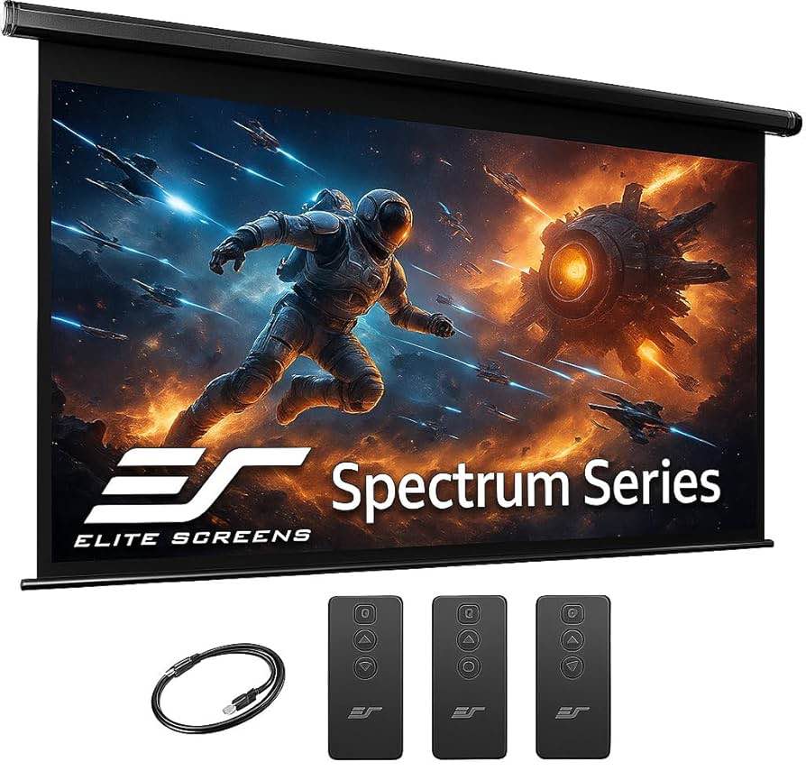 Projector Screen Elite Screens Spectrum RC1 Remote, 180-INCH Diag 16:9, Motorized Projection Screen Movie Home Theater 4K/8K Ultra HD Ready, ELECTRIC180H2