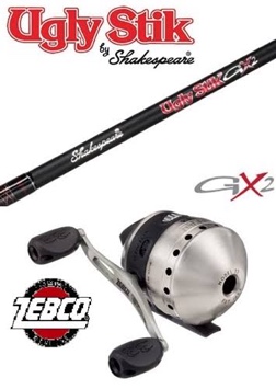 Ugly Stik 9' GX2 Spinning Rod Two Piece Spinning Rod WITH ZEBCO 33 CUSTOM-Z REEL