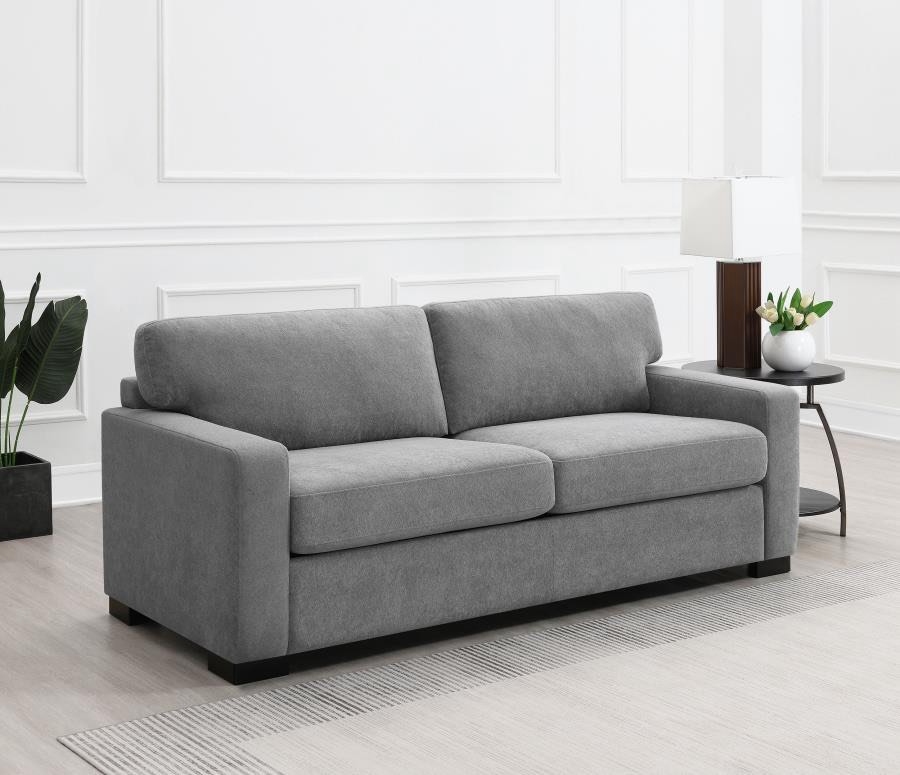 Simpson Upholstered Tao Sleeper Sofa, Gray. Dimensions:34.50" H x 35.25" L x 82.25" W