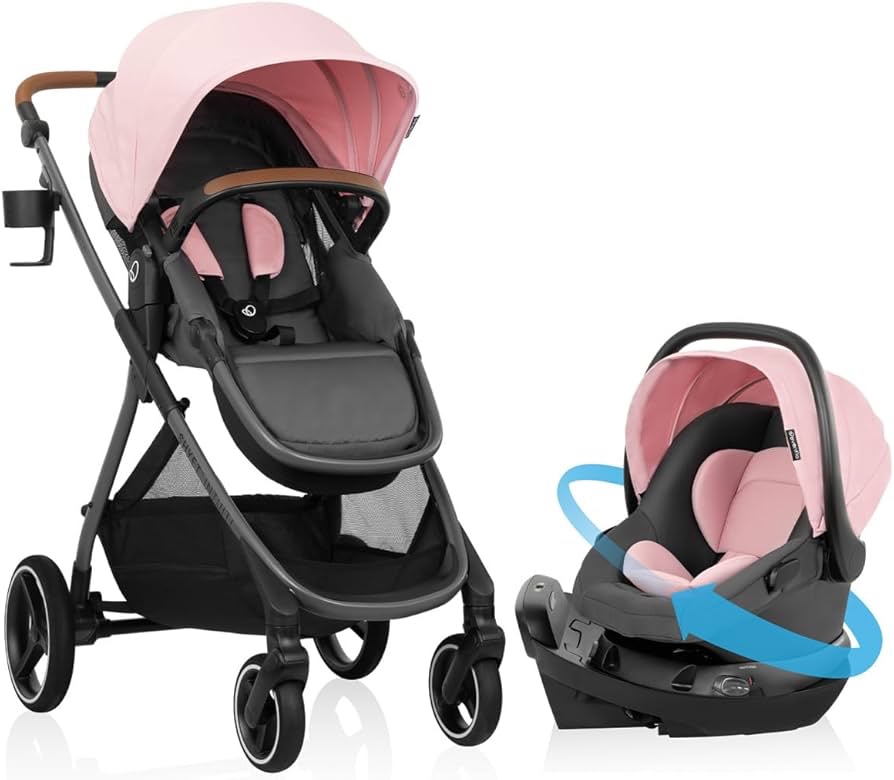 Evenflo Shyft Intuiti Travel System With Revolve180 LiteMax NXT Rotating Preemie and Infant Car Seat (Amaranth Pink)