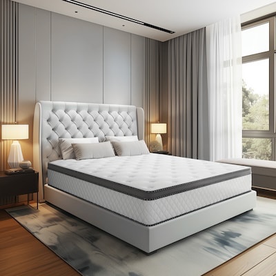 Ifluous 12-in Medium Queen Hybrid Memory Foam/Coil Blend Mattress in a Box with Boxspring Included Item #6909969 | Model #LSMH30-12Q