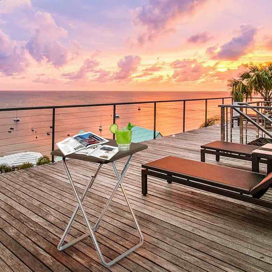 Garden 4 you Folding TV Tray Table on Bed & Sofa,TV Dinner Tray with Sturdy MDF,25In Portable Table with No Assembly Required Walnut,1PC.)