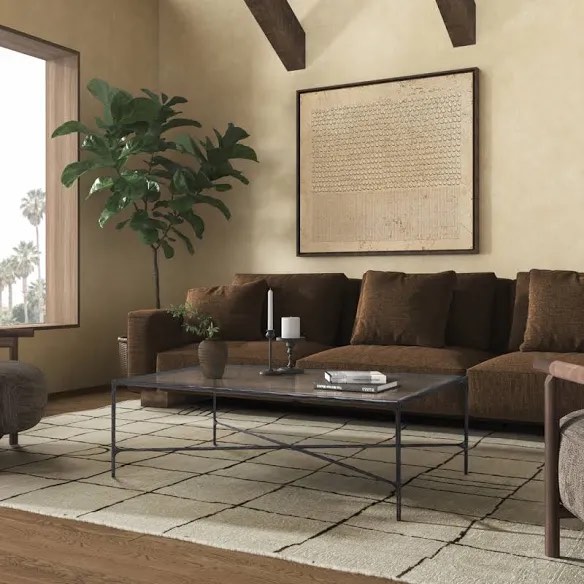 Evelynn Single Coffee Table By Joss & Main Table Top Color: Clear | Table Base Color: Brass