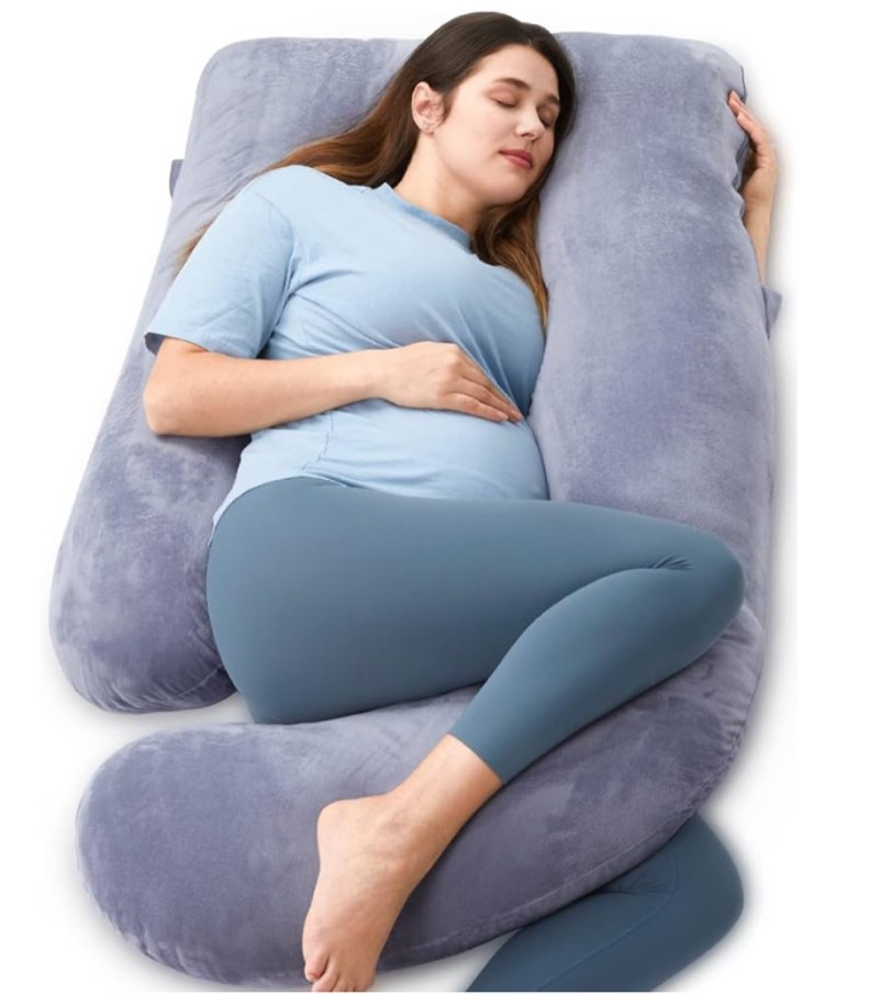 Momcozy Pregnancy Pillows for Sleeping, U Shaped Full Body Maternity Pillow with Removable Cover - Support for Back, Legs, Belly, Hips for Pregnant Women, 57 Inch Pregnancy Pillow for Women, Grey