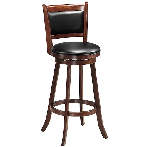 Costway Set of 2 29'' Swivel Bar Height Stool Wood Dining Chair- 2 BOXES, 2 CHAIRS