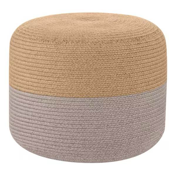 20 in. x 16 in. Gray Spiral Cylinder Pouf