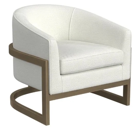 Bassett Mirror Neve Brushed Gold/Ivory Accent Chair