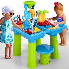 BETTINA Water Table for Toddlers Age 3-5, 4 in 1 Colorful Kids Sand Water Table with Beach Sand Water Toys, Sensory Table Outdoor Toys Backyard Toys for Kids Toddlers 1-3