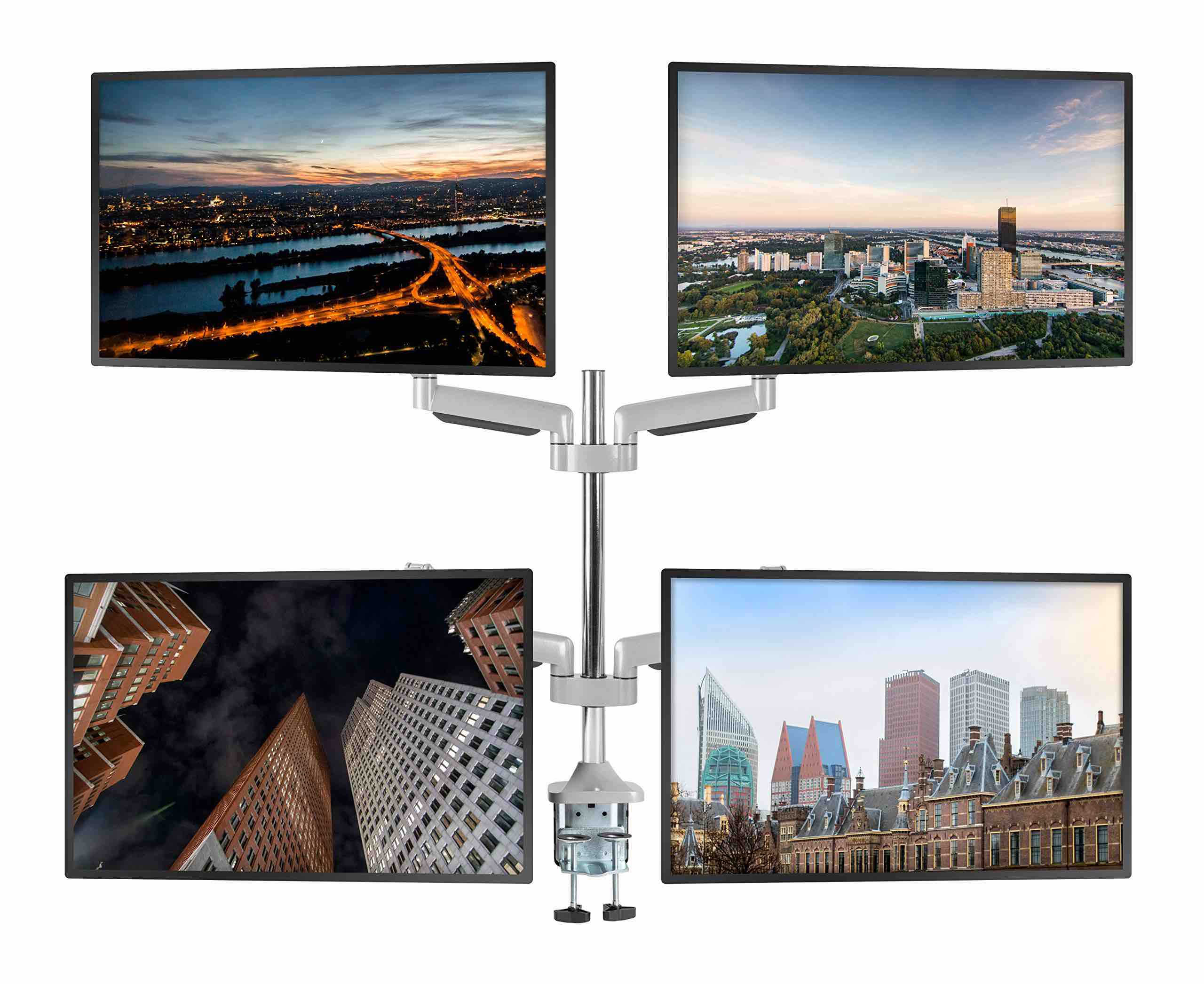 TechOrbits Universal Desk Mount for Quad Monitor