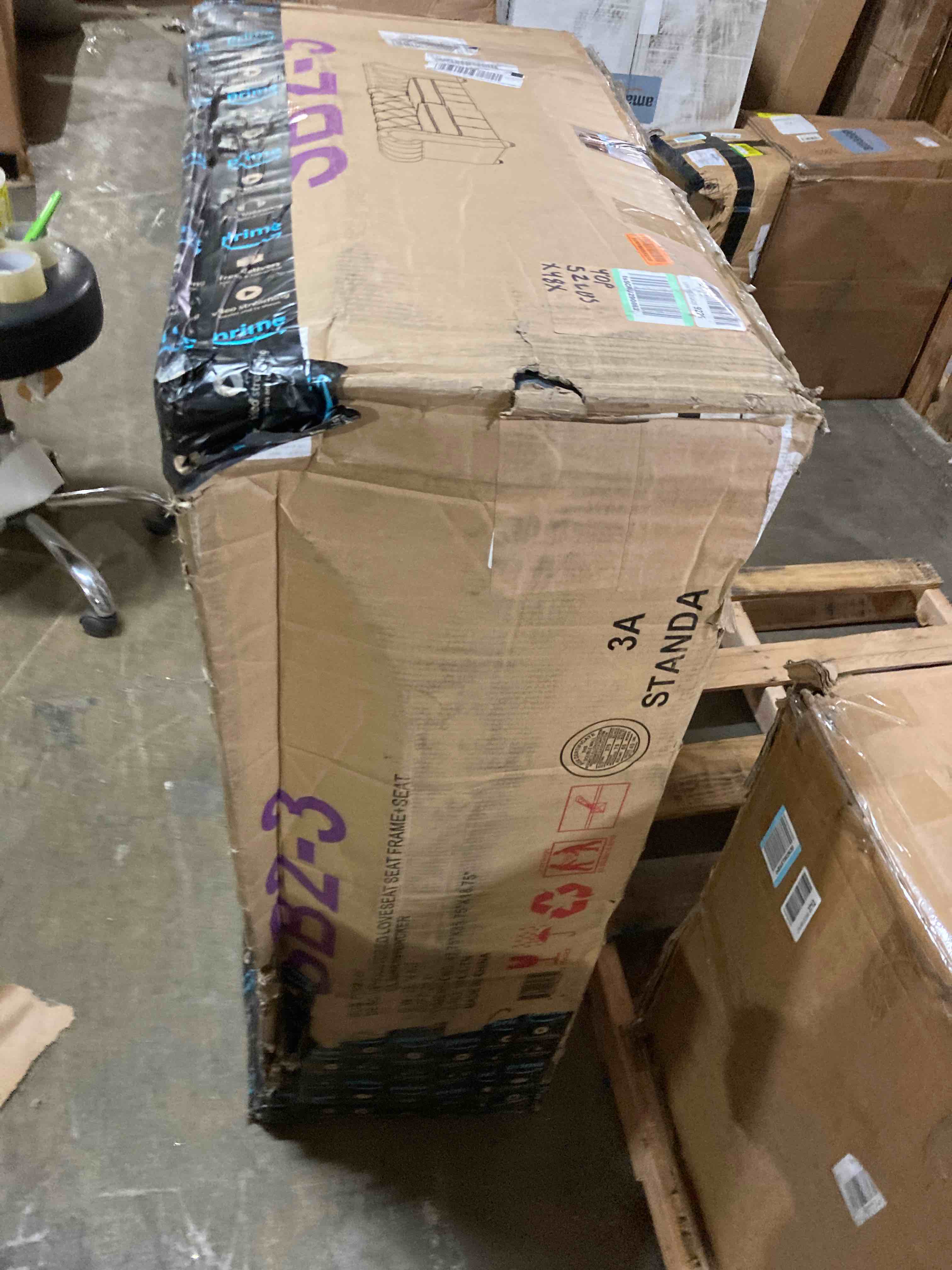 Kyle Traditional Chesterfield Loveseat Sofa, Gray and Dark Brown, 61.75