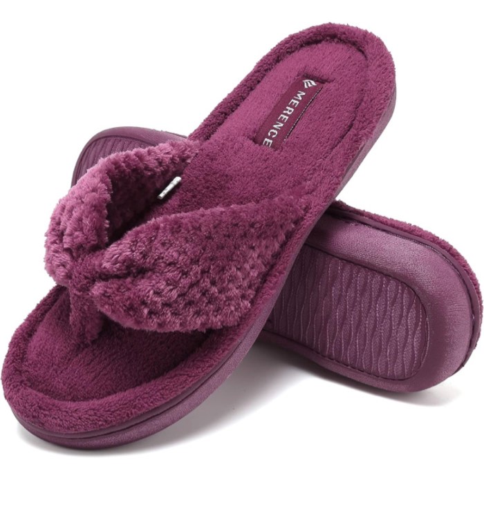 9 CIOR Women's Cozy Memory Foam Spa Thong Flip Flops House Indoor Slippers Plush Gridding Velvet Lining Clog Style-U1MTW017-0716