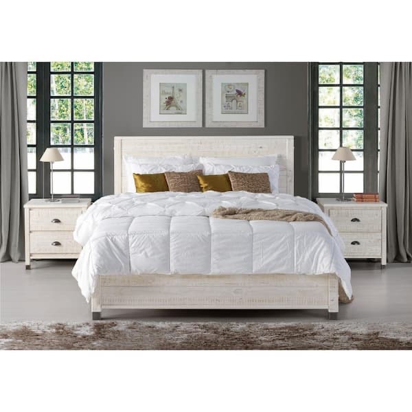 Baja Shabby White King Platform Bed