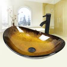 Beyo Glass Hand Hammered Oval Vessel Bathroom Sink with Faucet