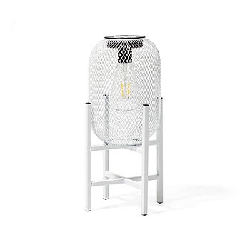 Glitzhome 14.25" White Metal Solar Decorative Lantern 2 Pack
