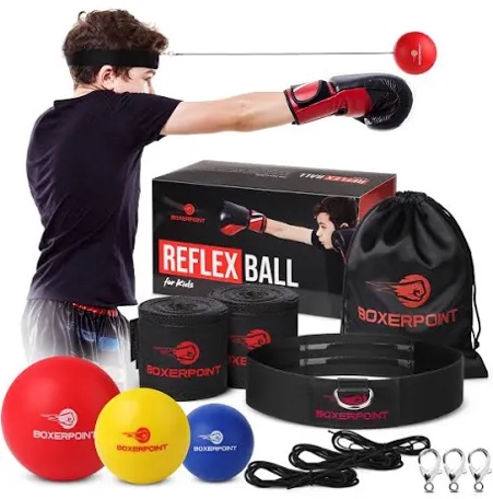 Boxing Reflex Ball for Adults and Kids - React Reflex Balls on String with Headband, Carry Bag and Hand Wraps - Improve Hand Eye Coordination, Punching Speed, Fight Reaction