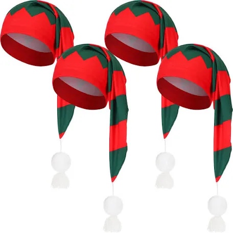 Panitay 4 Pcs Sleeping Night Cap for Men Sleeping Cap with Pom Ball Tassels Adjustable Sleeping Cap for Men Women Adult Daily Winter Theme Party Supplies Costum